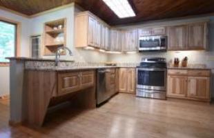 A custom kitchen with wood accents